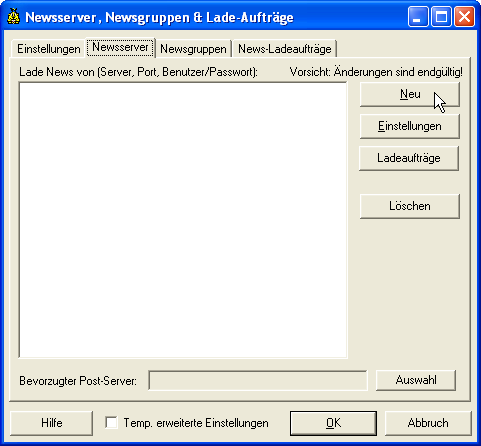 Neuen Newsserver hinzufügen