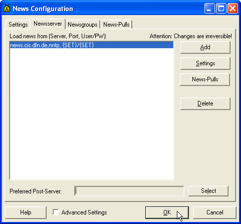 Close configuration window