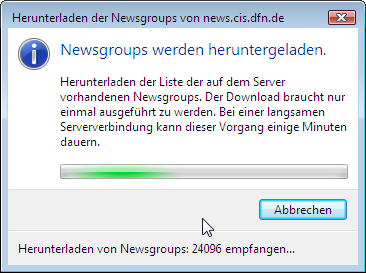 Download der Newsgruppenliste